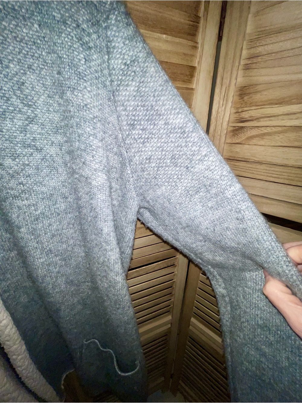Style & Co XL Gray Sherpa Trim Open Front Cardigan Cozy Pockets Casual Chic - Picture 4 of 12